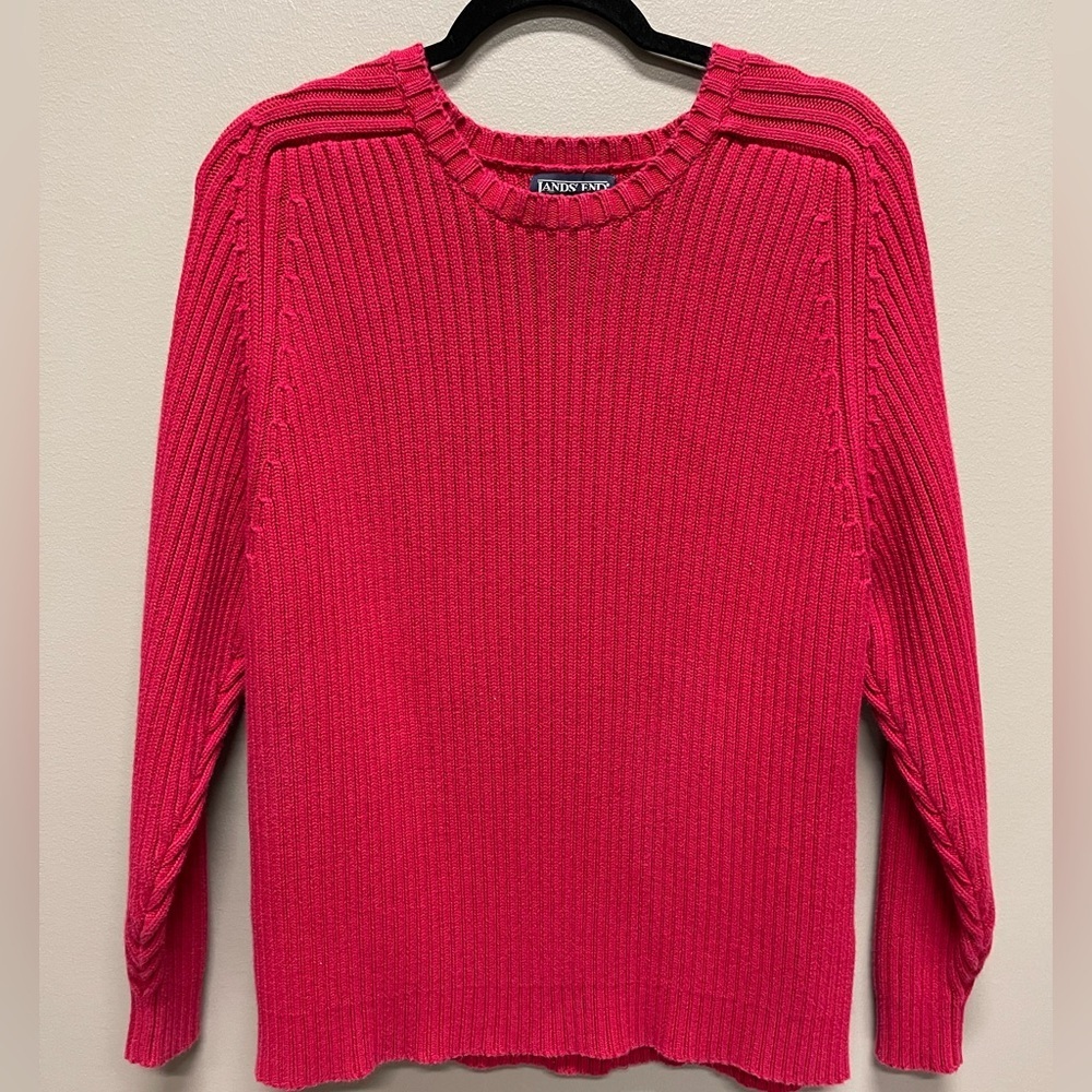 Lands' End Red Crew Neck Sweater